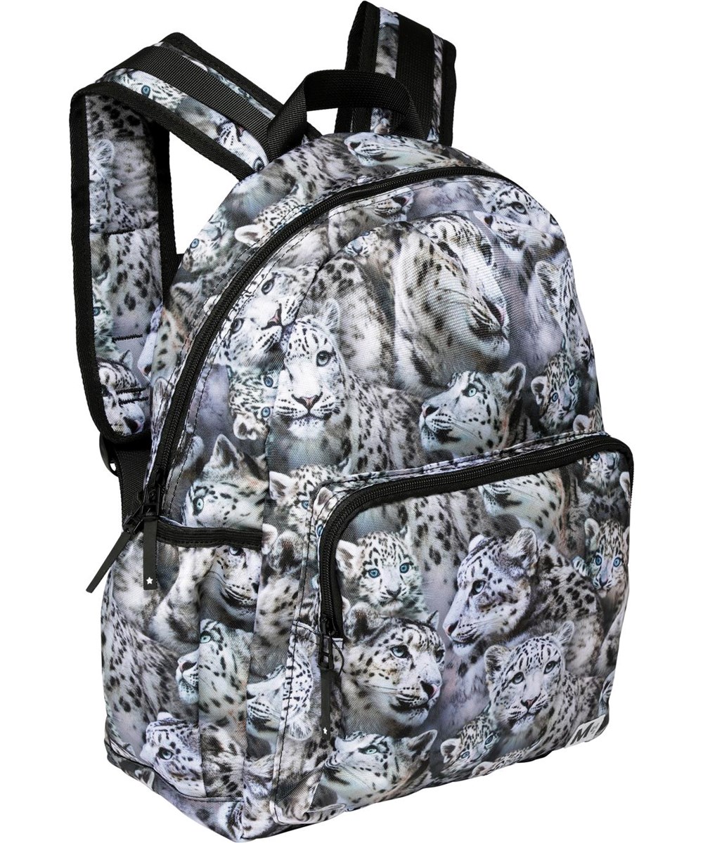 Big Backpack - Winter Leopards - Recycled rucksack with snow leopard print