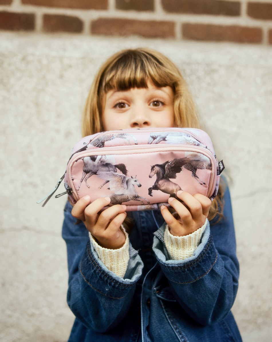 Pencil Cas - Pegasus - Praktisch roze etui met print van vliegende pegasussen