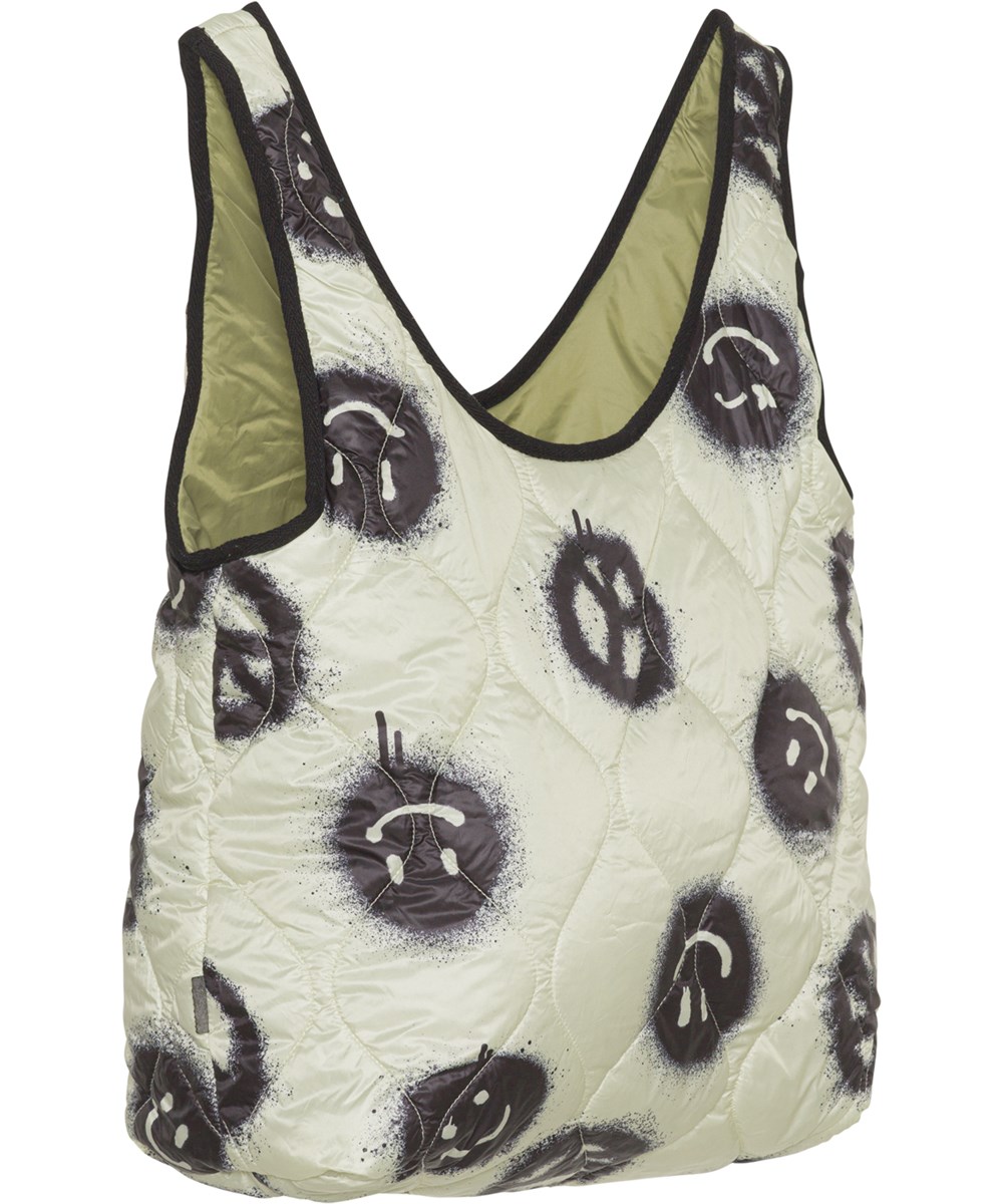 Quilt Sac - Happy Rock - Gebroken witte, gequilte tas met spuitverf