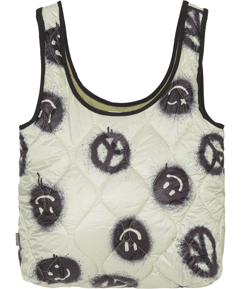 Quilt Sac - Happy Rock - Gebroken witte, gequilte tas met spuitverf