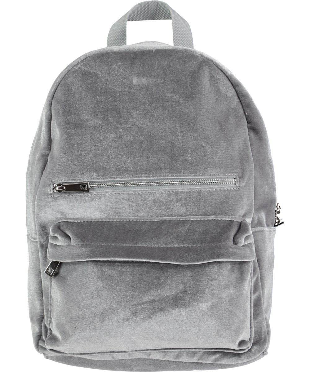 Velvet backpack - Neutral Gray - Rugzak van grijs fluweel