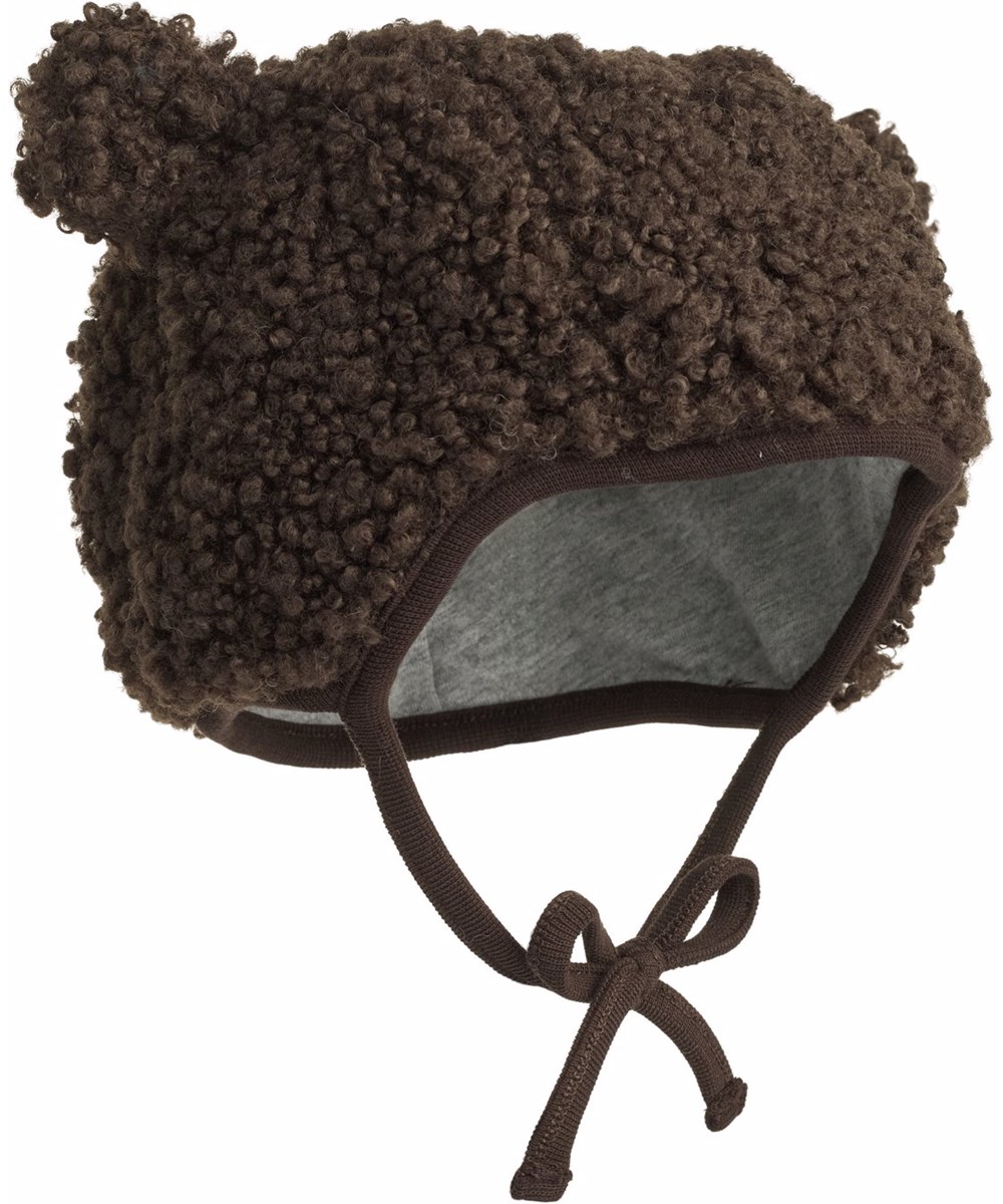 Kandis - Dark Cocoa - Brown bonnet with cute teddy bear ears for the little ones.