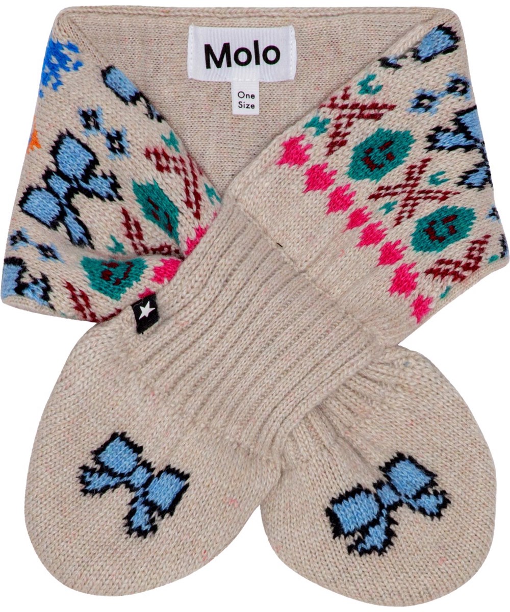 Kiki - Pixel Bows - Multicoloured knitted beanie in pastel shades for children in a soft wool/cotton blend.