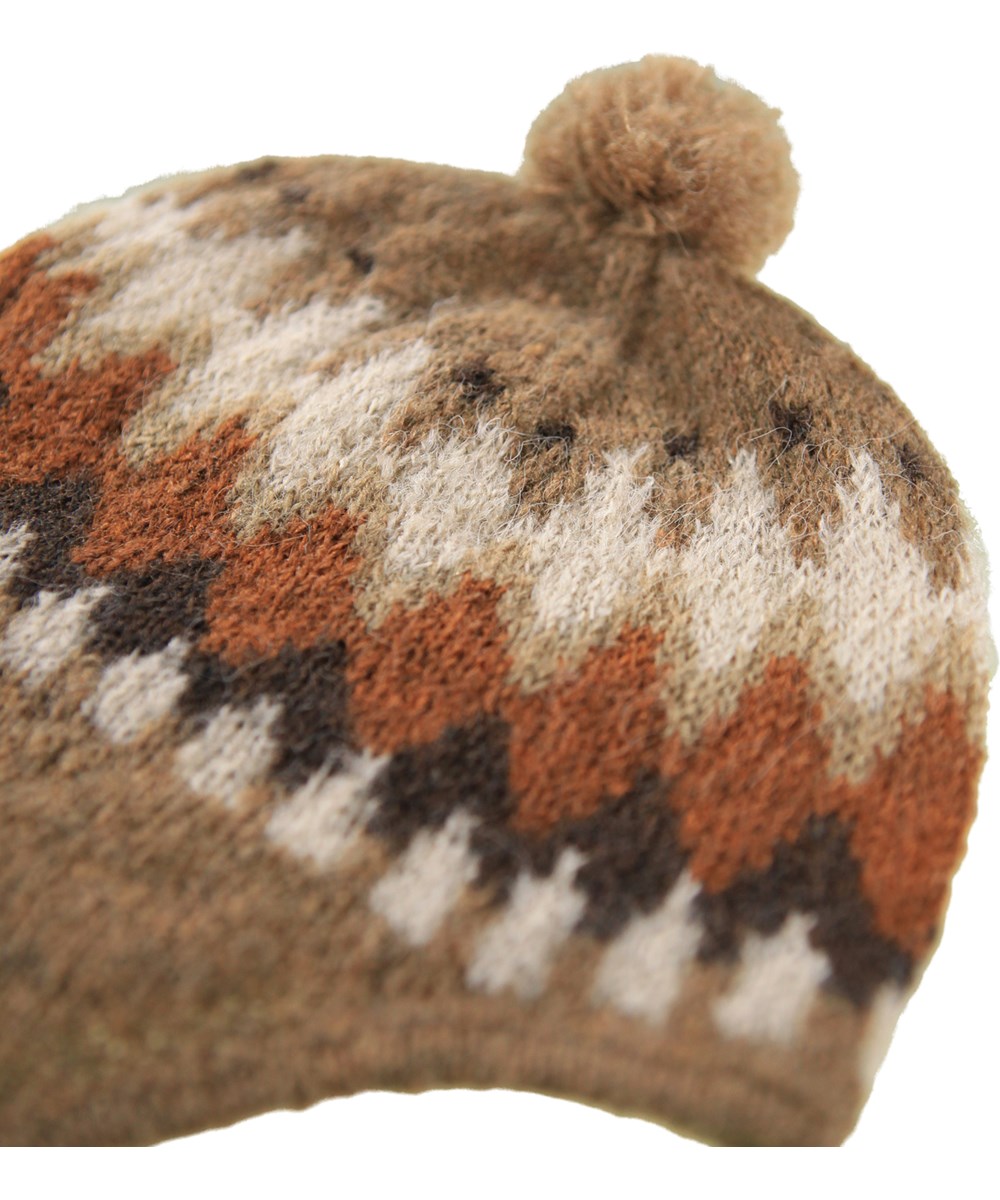 Kikki - Light Browns - Brown bonnet in alpaca wool blend for children.