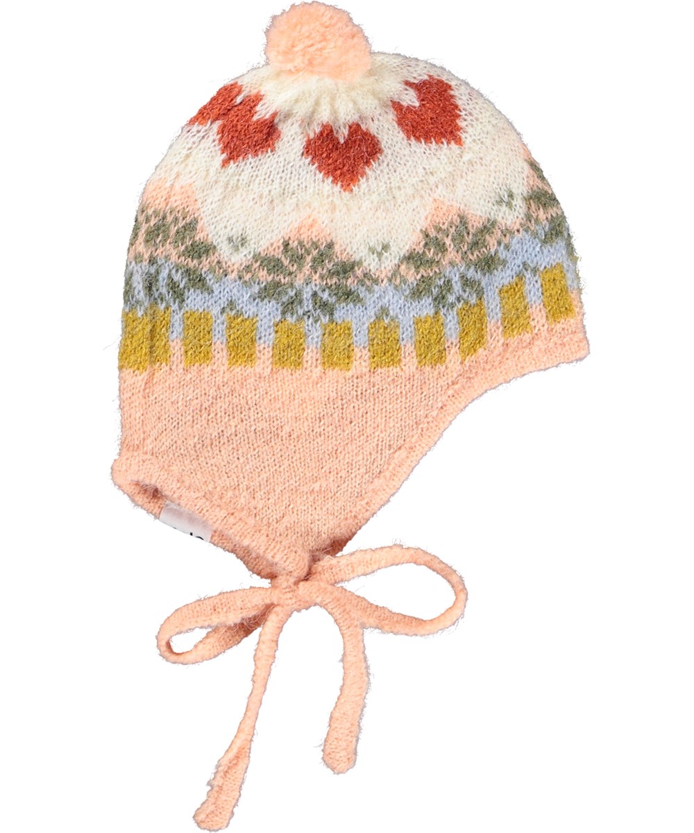 Kikki - Rose Cloud - Rose bonnet in alpaca wool blend for children.