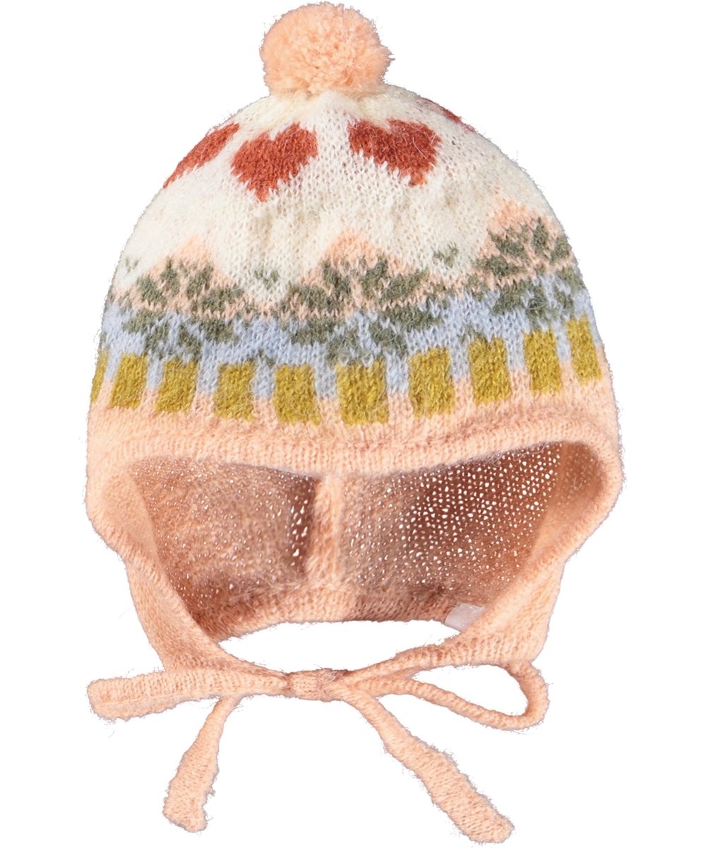 Kikki - Rose Cloud - Rose bonnet in alpaca wool blend for children.
