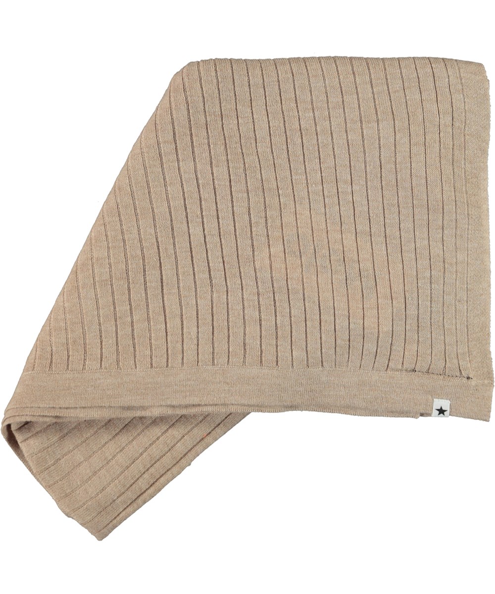 Naia - Oatmeal Melange - Beige baby blanket in cashmere rib