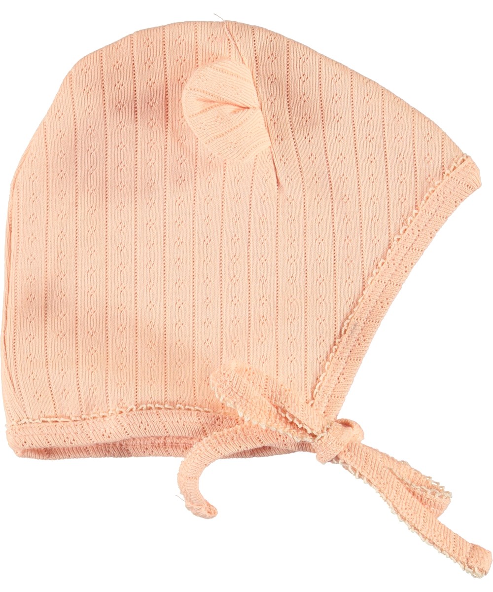 Nana - Pacific Coral - Coral-coloured baby hat with ears 