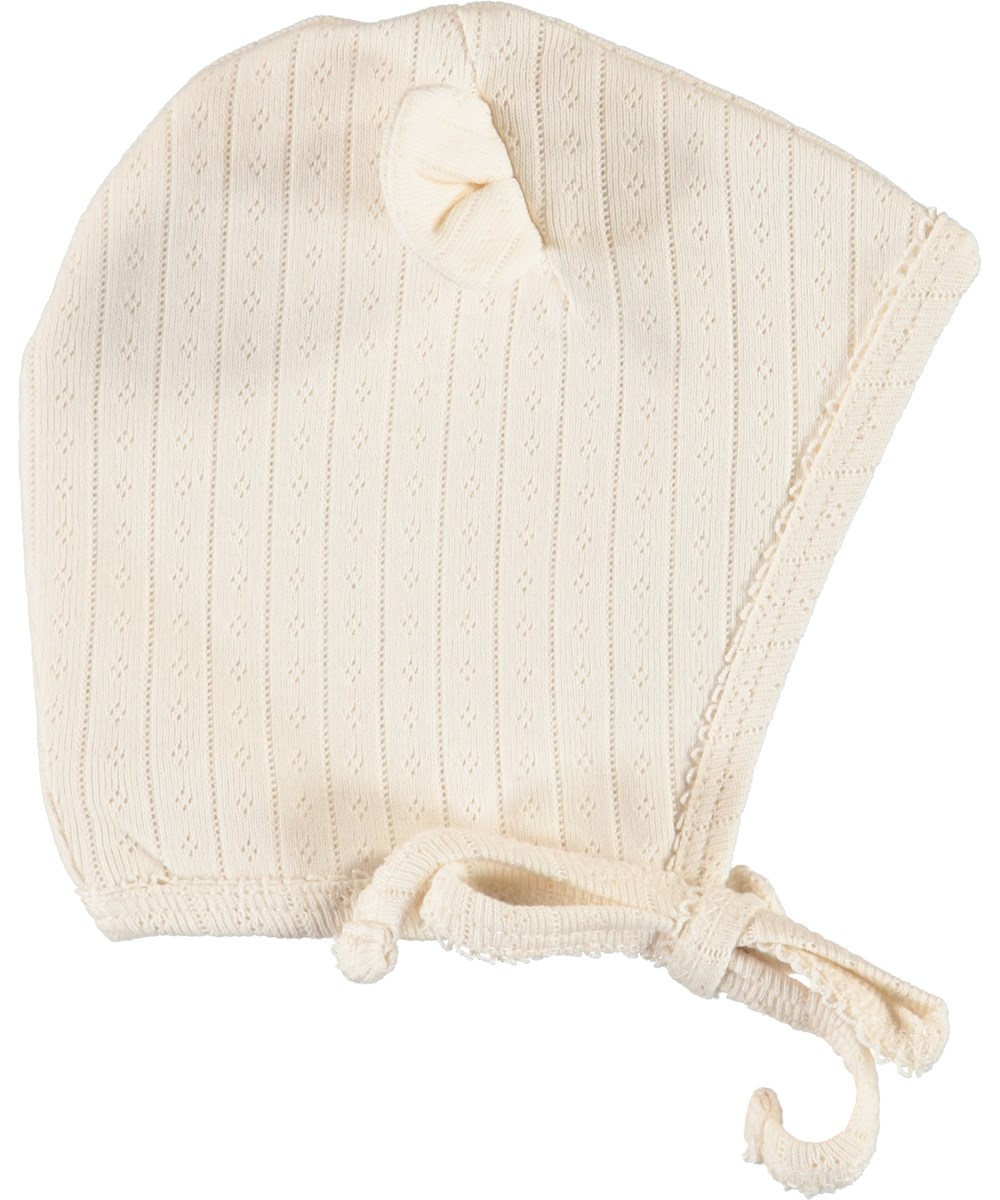 Nana - Pearled Ivory - White baby hat with ears 