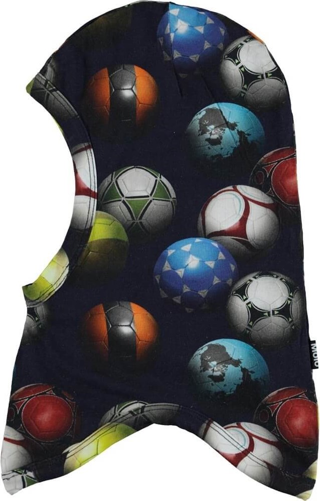 Nate - Footballs Blue - Organic ski mask with football print