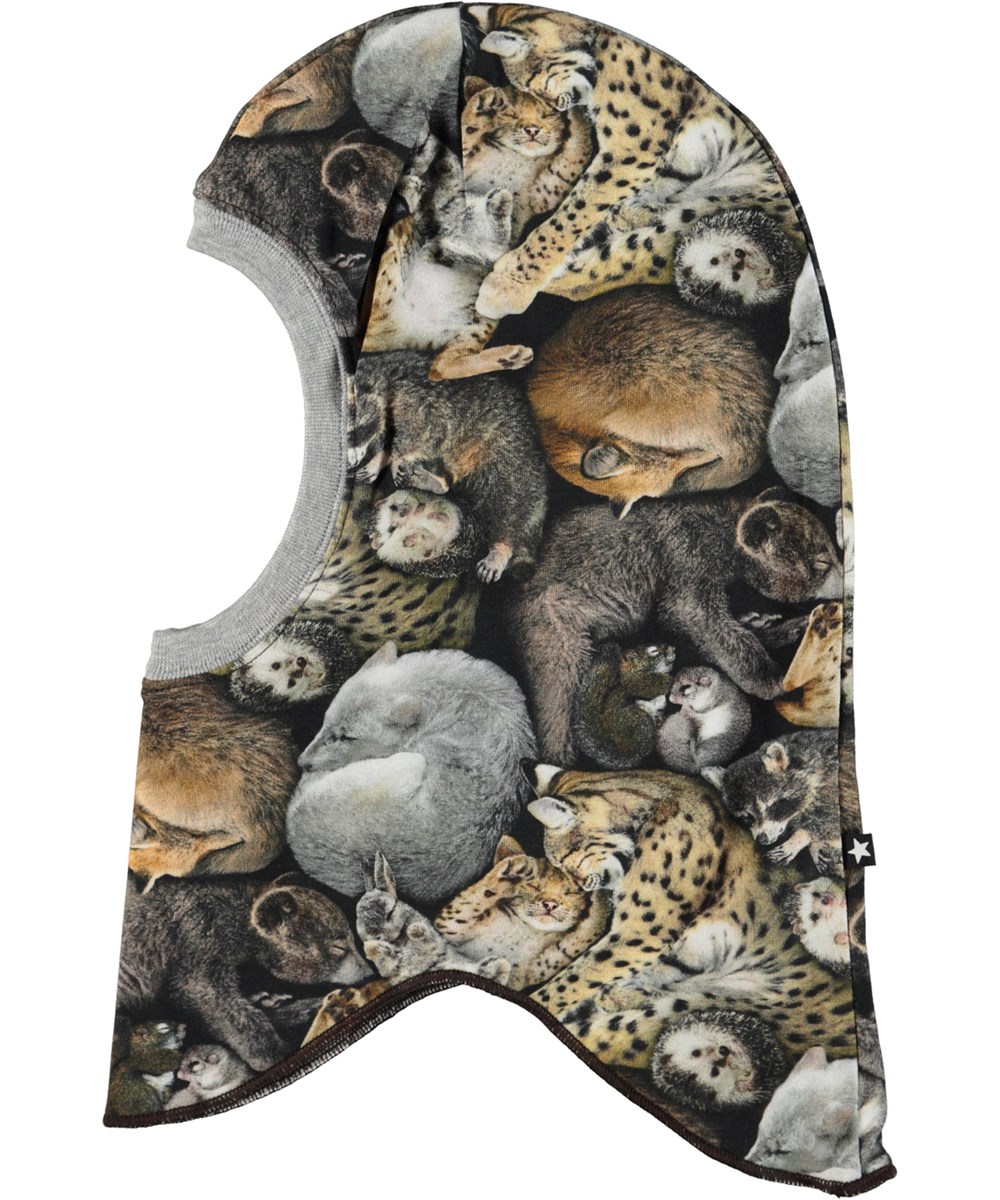 Nate - Hibernation - Organic ski mask with sleeping animals 