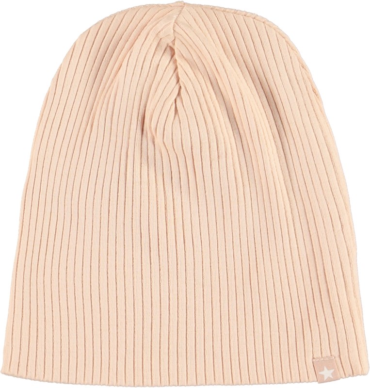 Neci hat and bib set - Fluffy Rose - Rose organic rib baby hat and bib 