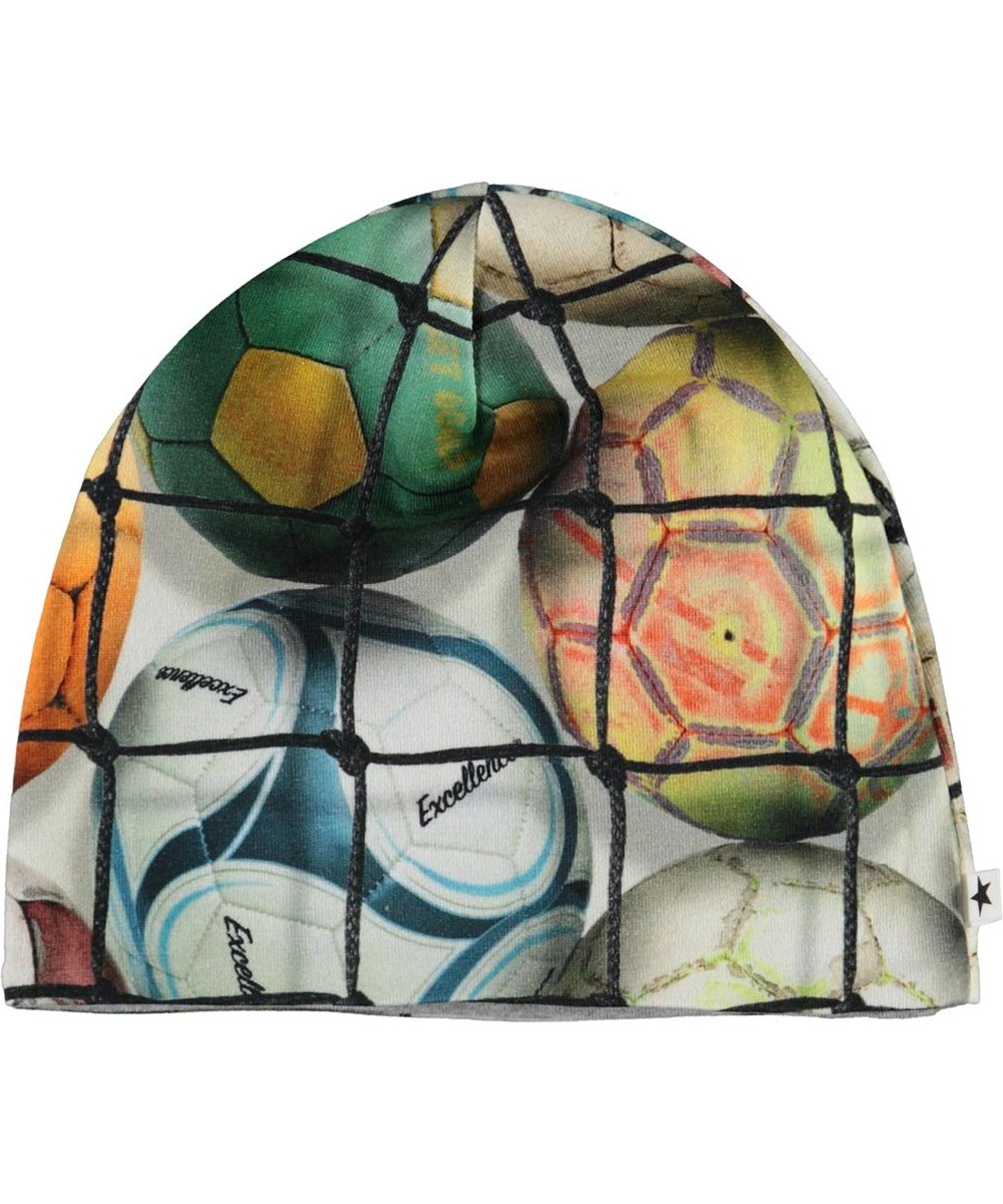 Ned - Footballs - Organic baby hat with football print