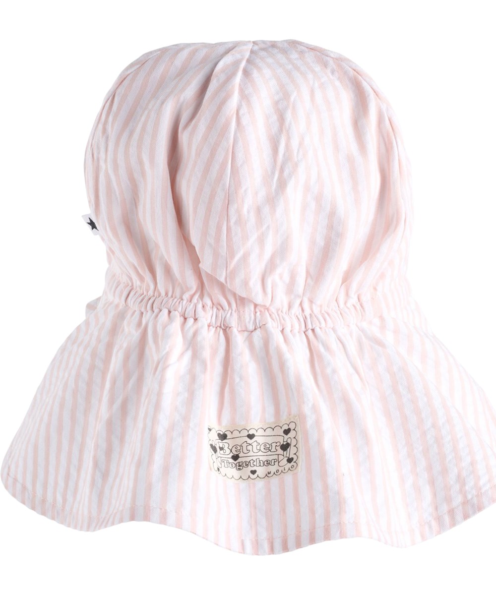 Neo - Cloud Pink Stripe - Pink sun hat for the little ones made of organic cotton with a long neck shade 