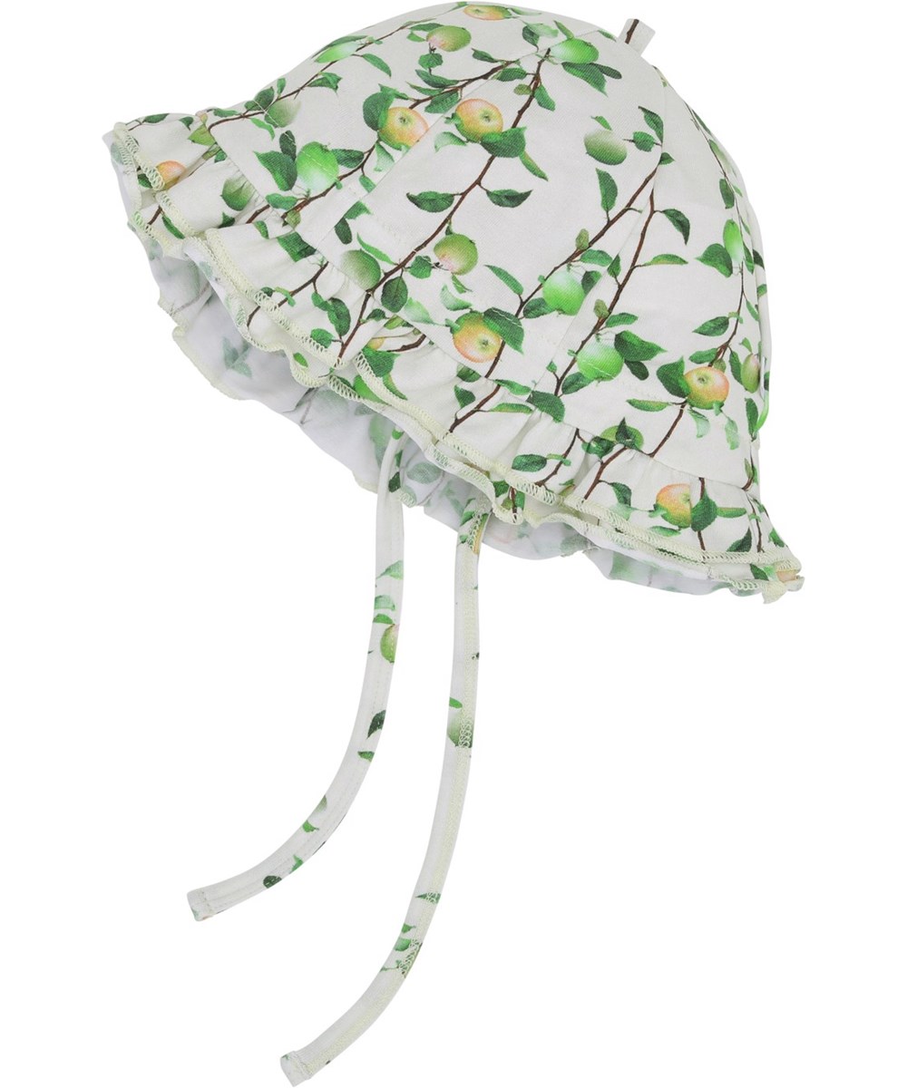Nizana - Apples Mini - White organic baby hat with apple print