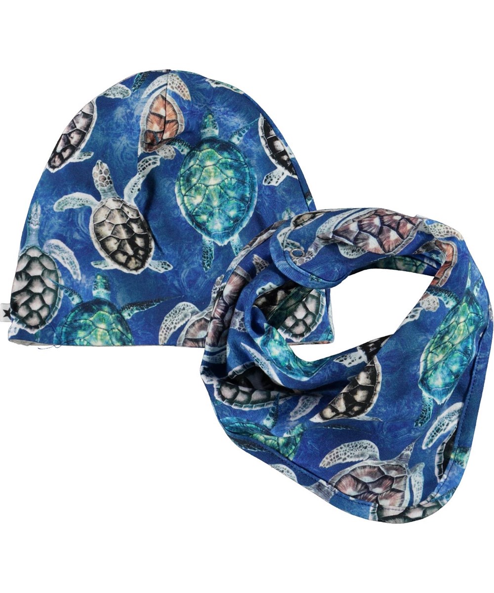 Noon Bib and Hat Set - Mini Turtles -