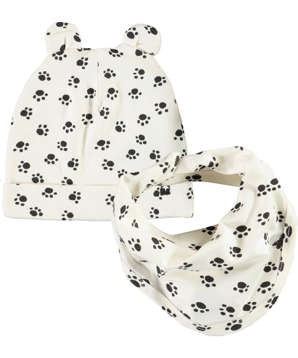 Noon Bib and Hat Set - Puppy Paws - Baby hat and bib with paw print