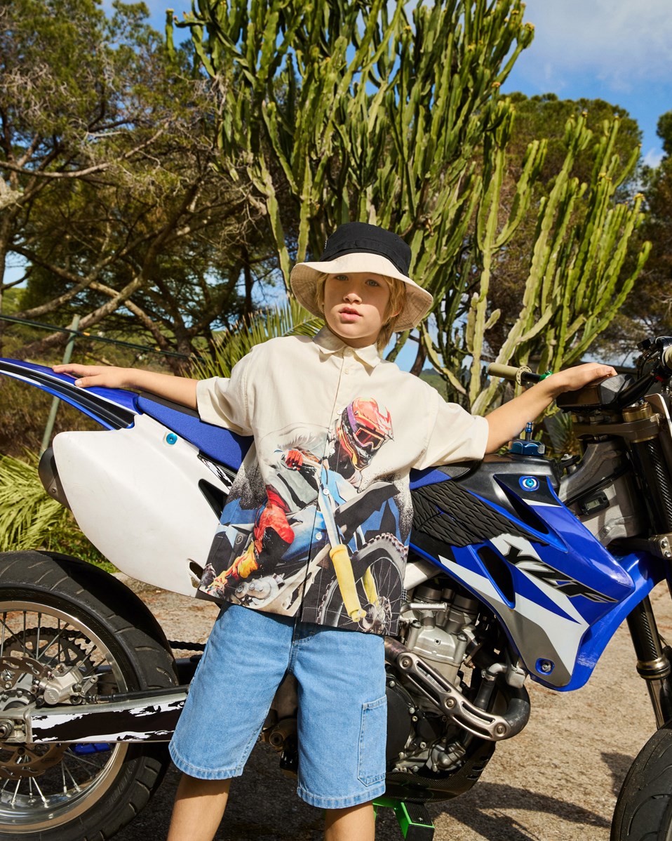 Safir - Black Noise - Cool two-tone bucket hat in black and beige for children.