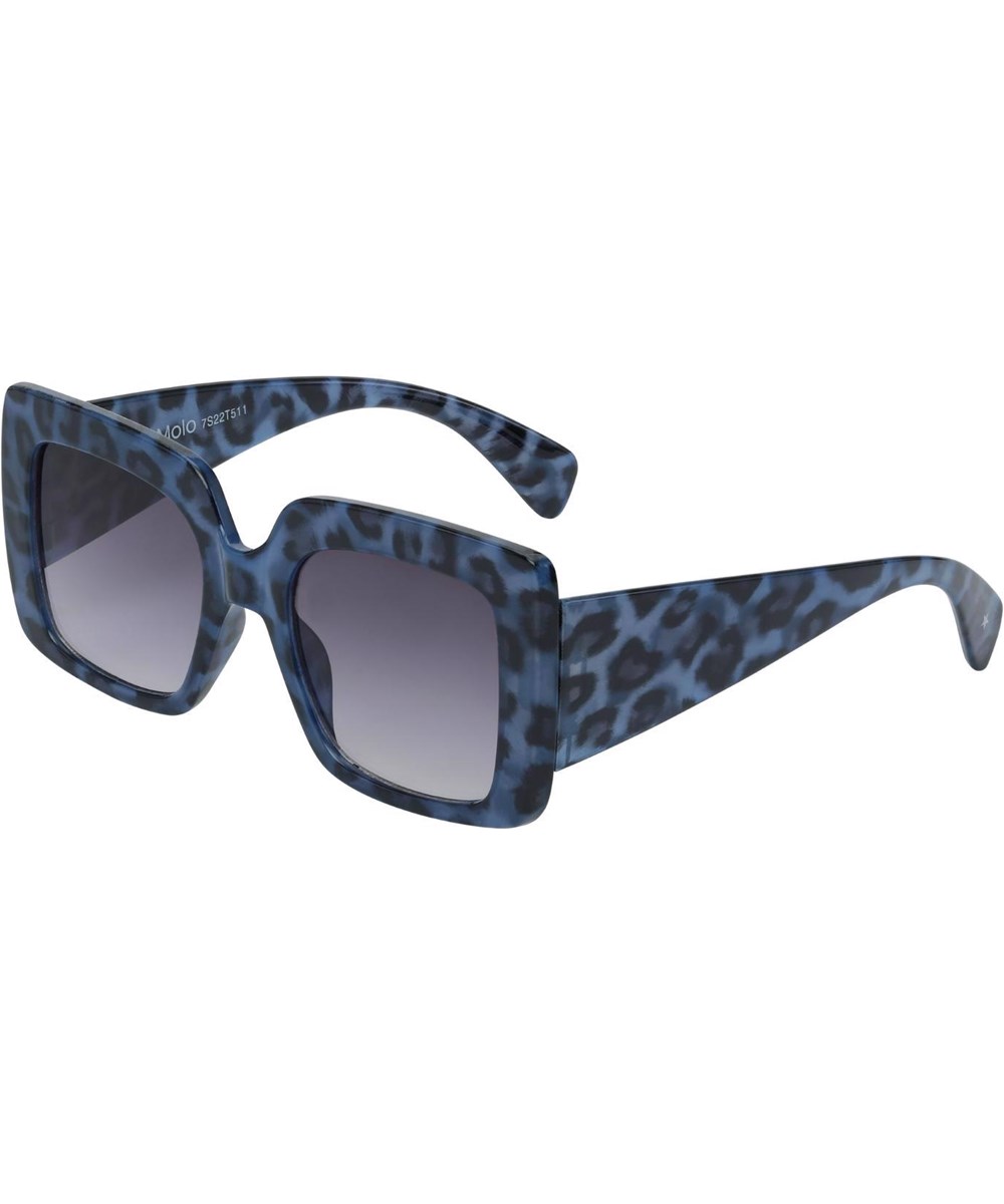 Samara - Blue Jaguar - Square sunglasses with blue jaguar print 