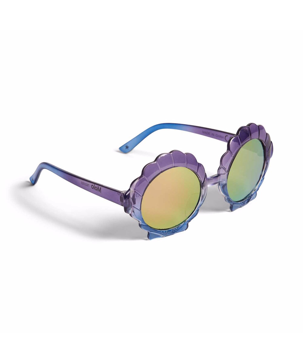 Seashell - Granada Sky - Mussel-shaped children's sunglasses in purple with coloured mirrored lenses and 100% UV protection.