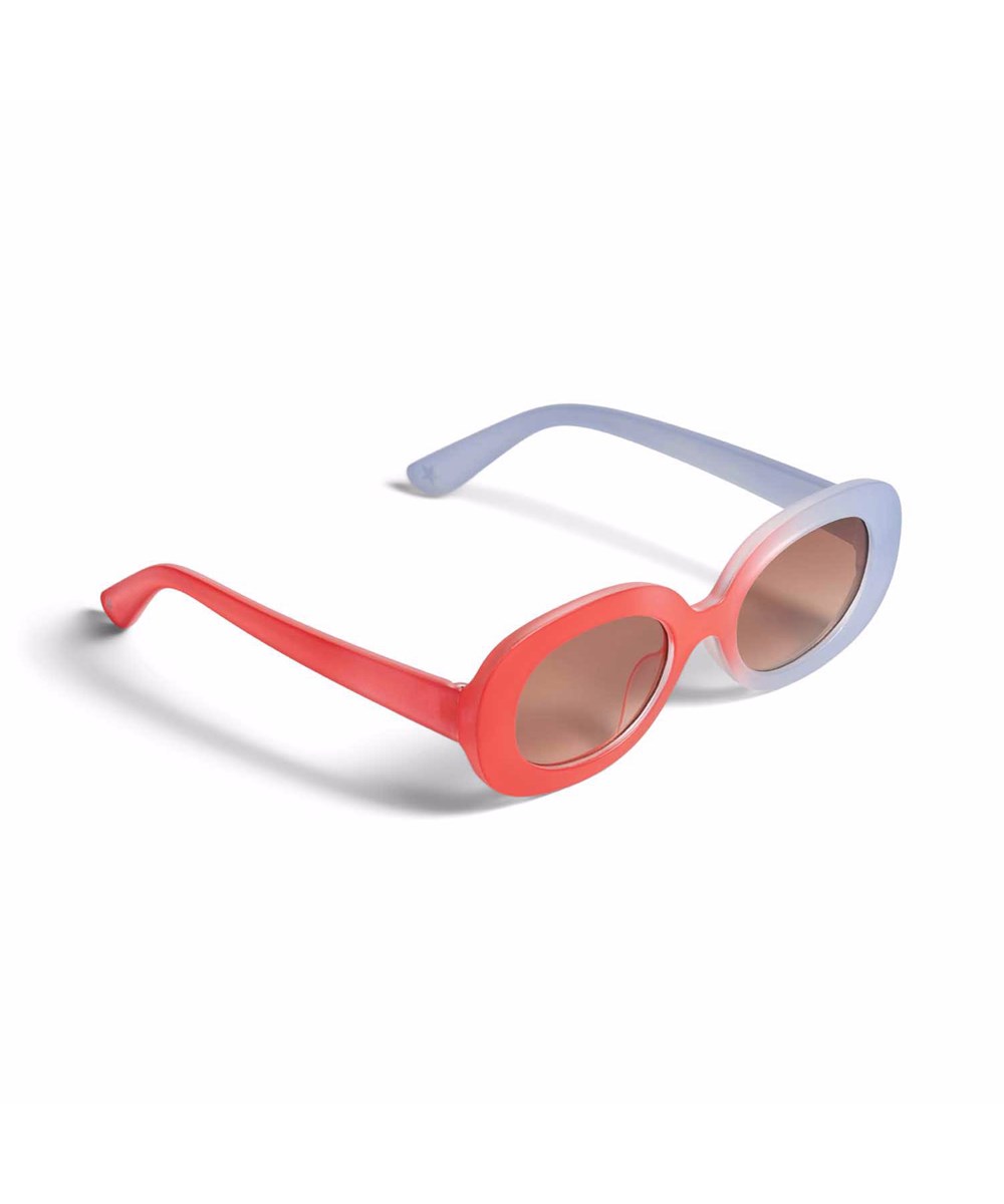 See - Purple Petal - Oval children's sunglasses in red and light lilac with tinted lenses, satin finish, and 100% UV protection.