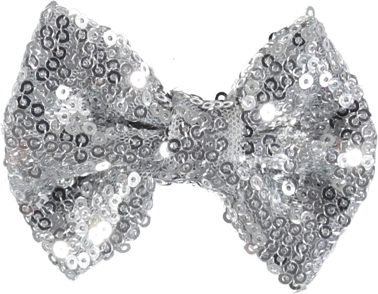 Sequin Bow Hair Clips Silver Bow Barrette With Silver Coloured