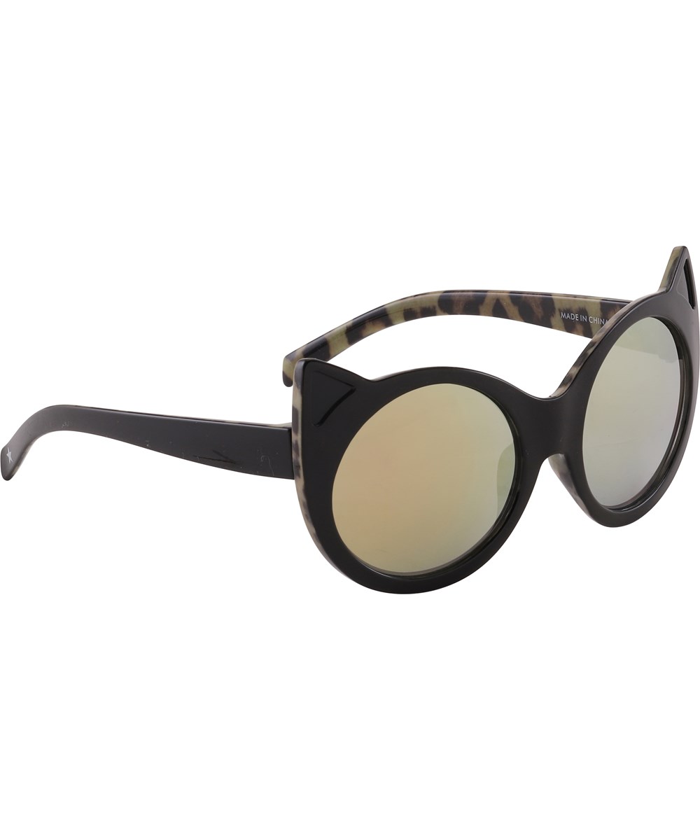 Shea - Very Black - Round cat sunglasses