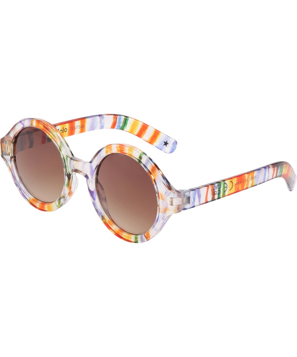 Shelby - Watercolours - Transparent, multi-coloured coloured round sunglasses