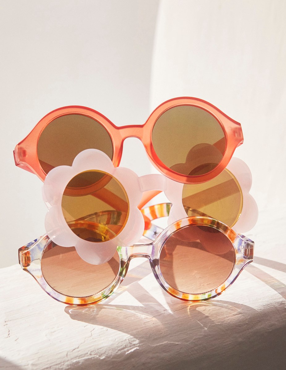Shelby - Watercolours - Transparent, multi-coloured coloured round sunglasses