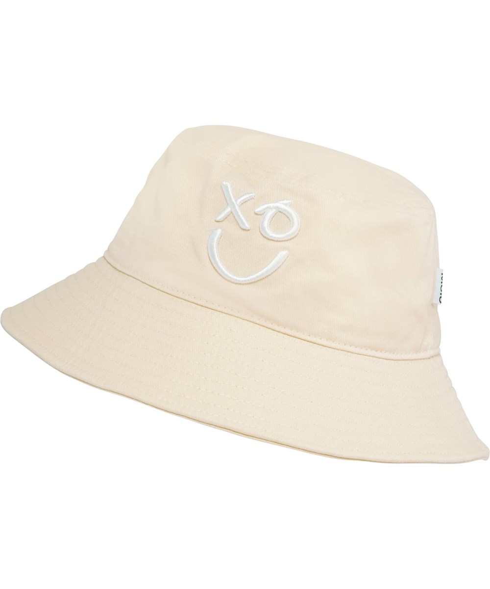 Sidse - Banana Crepe - Light yellow bucket hat with smiley face