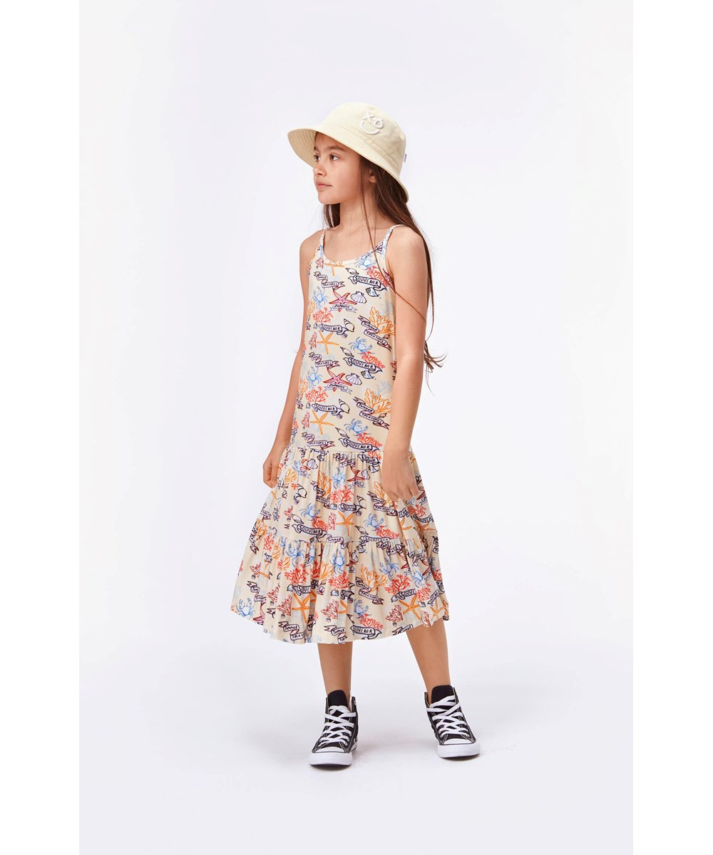 Sidse - Banana Crepe - Light yellow bucket hat with smiley face