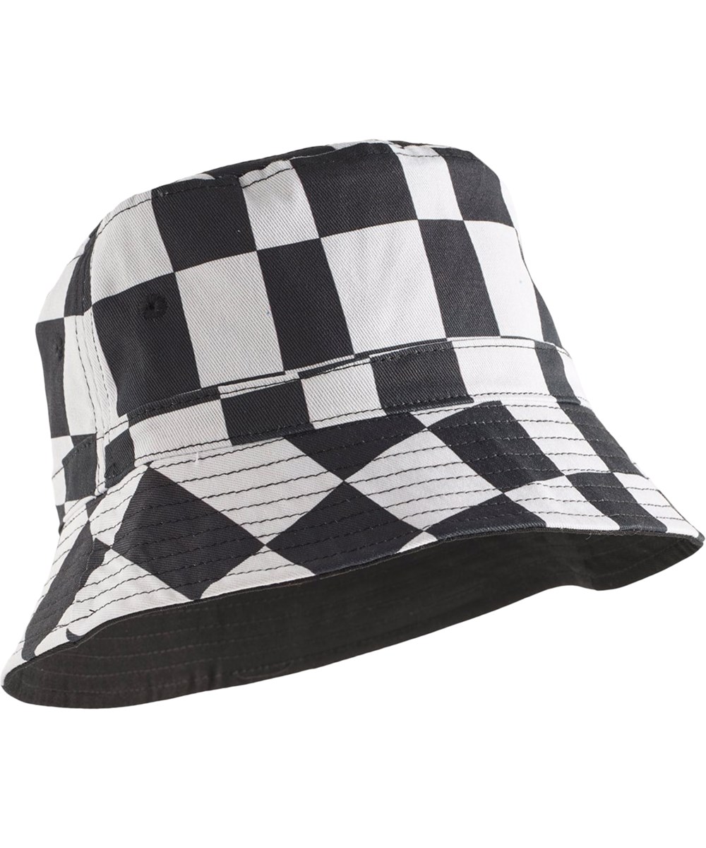 Siks - Angled Checks - Black/white bucket hat for children with check pattern