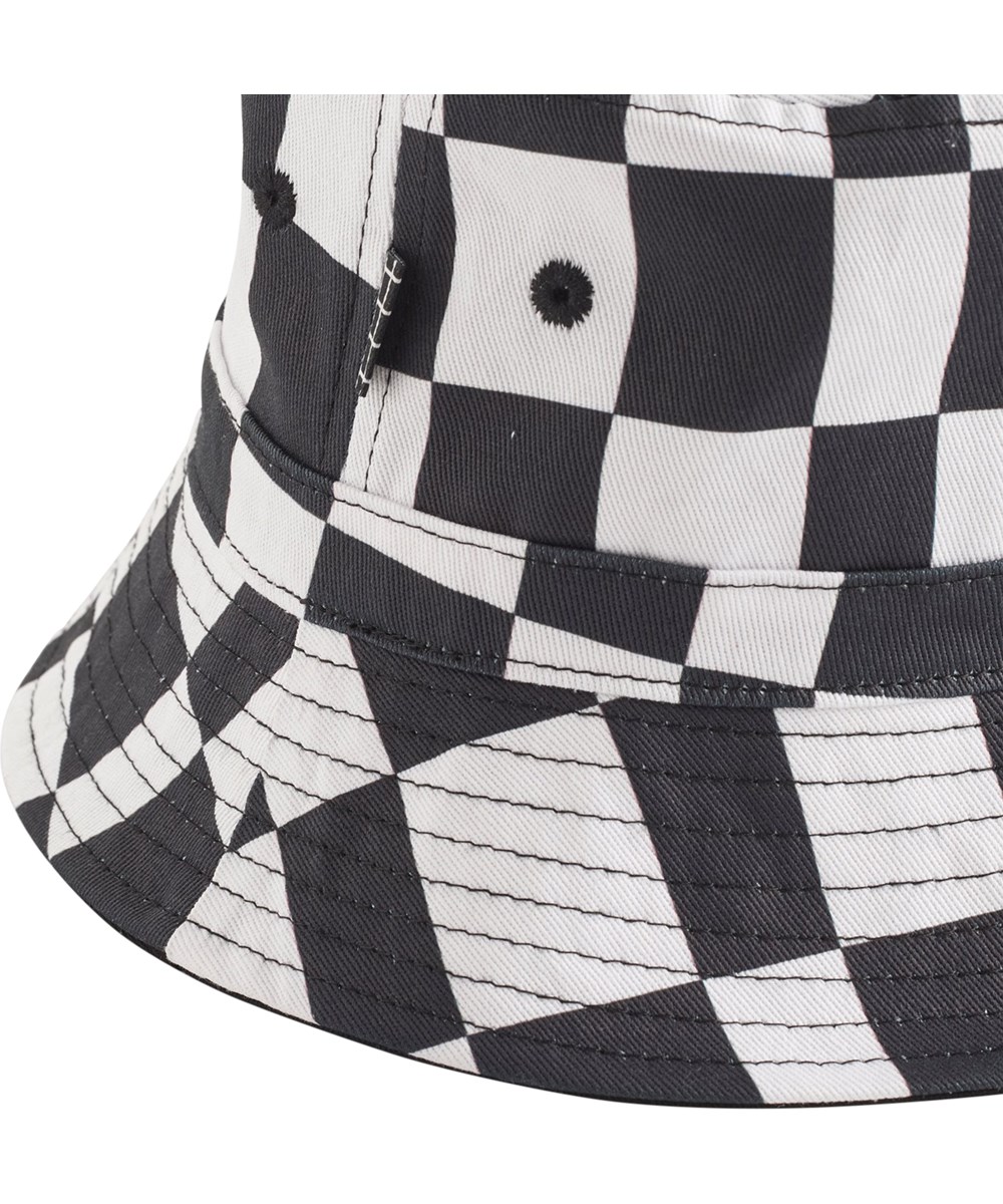 Siks - Angled Checks - Black/white bucket hat for children with check pattern
