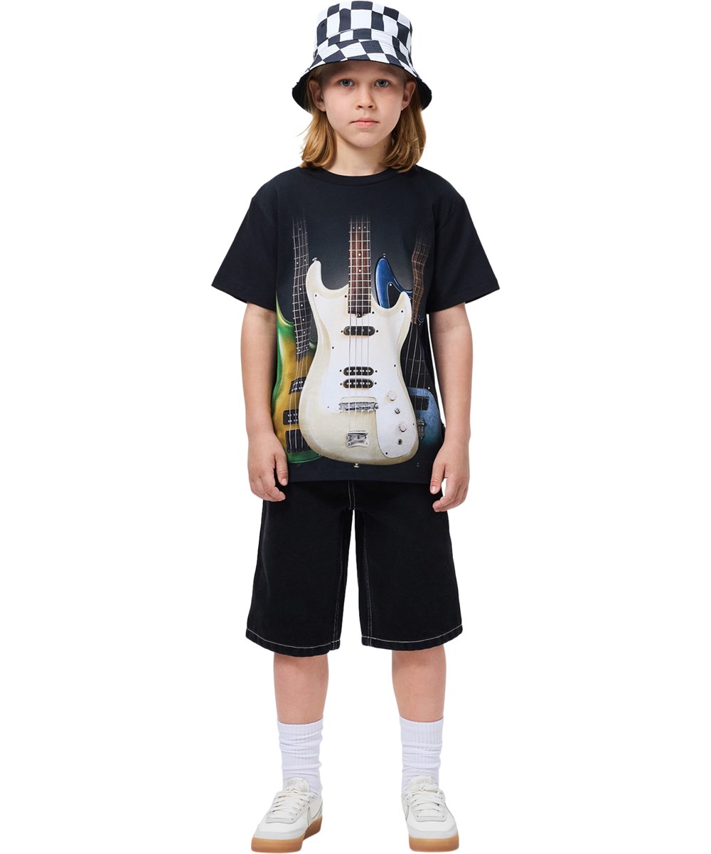 Siks - Angled Checks - Black/white bucket hat for children with check pattern