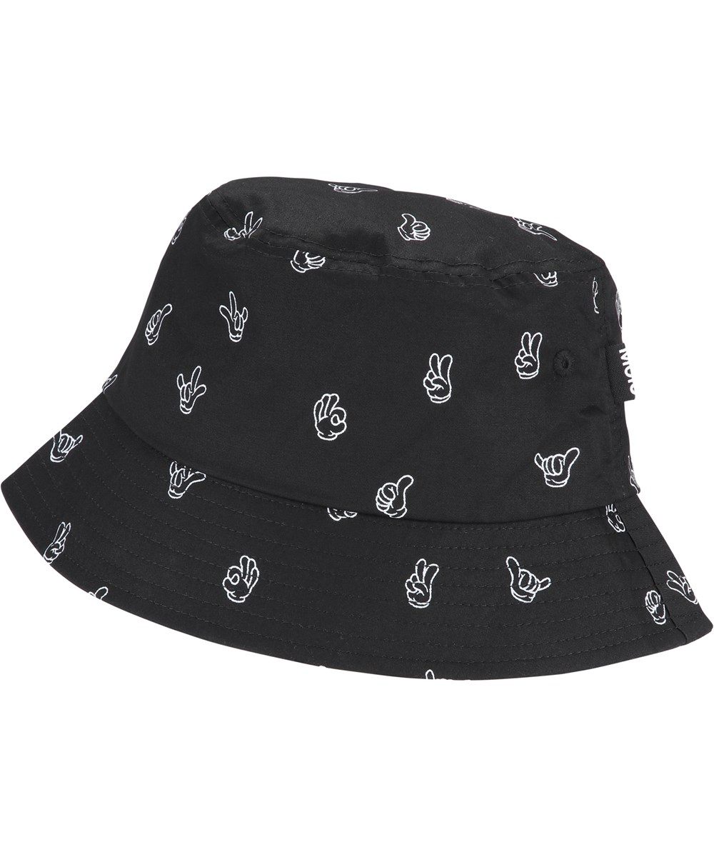 Siks - Friendly Hands - Bucket hat in black with a print of hand signs
