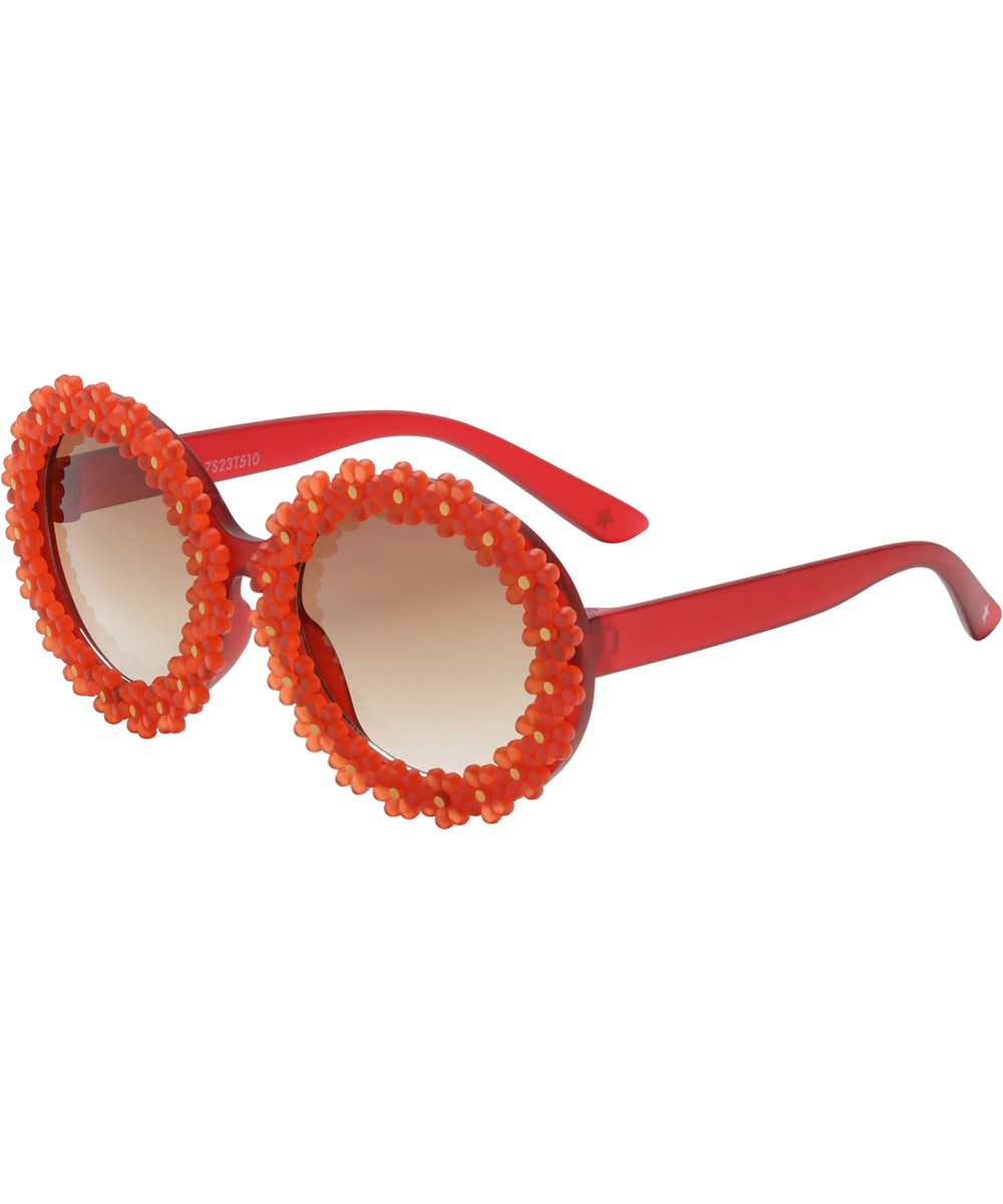 Silly - Vibrant Rose - Sunglasses in red with small flowers around the lenses