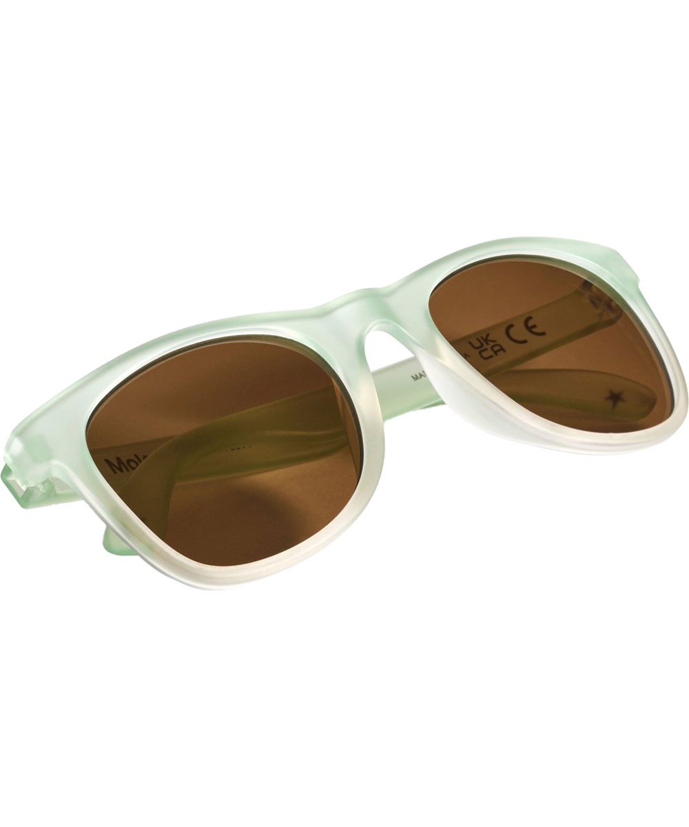 Smile - Surf Spray - Classic sunglasses for children in green and beige with UV protection.