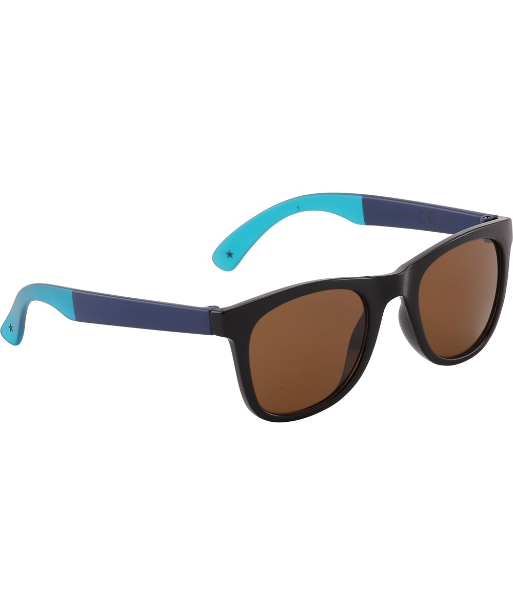 Smile - Very Black - Dark blue sunglasses with turquoise details