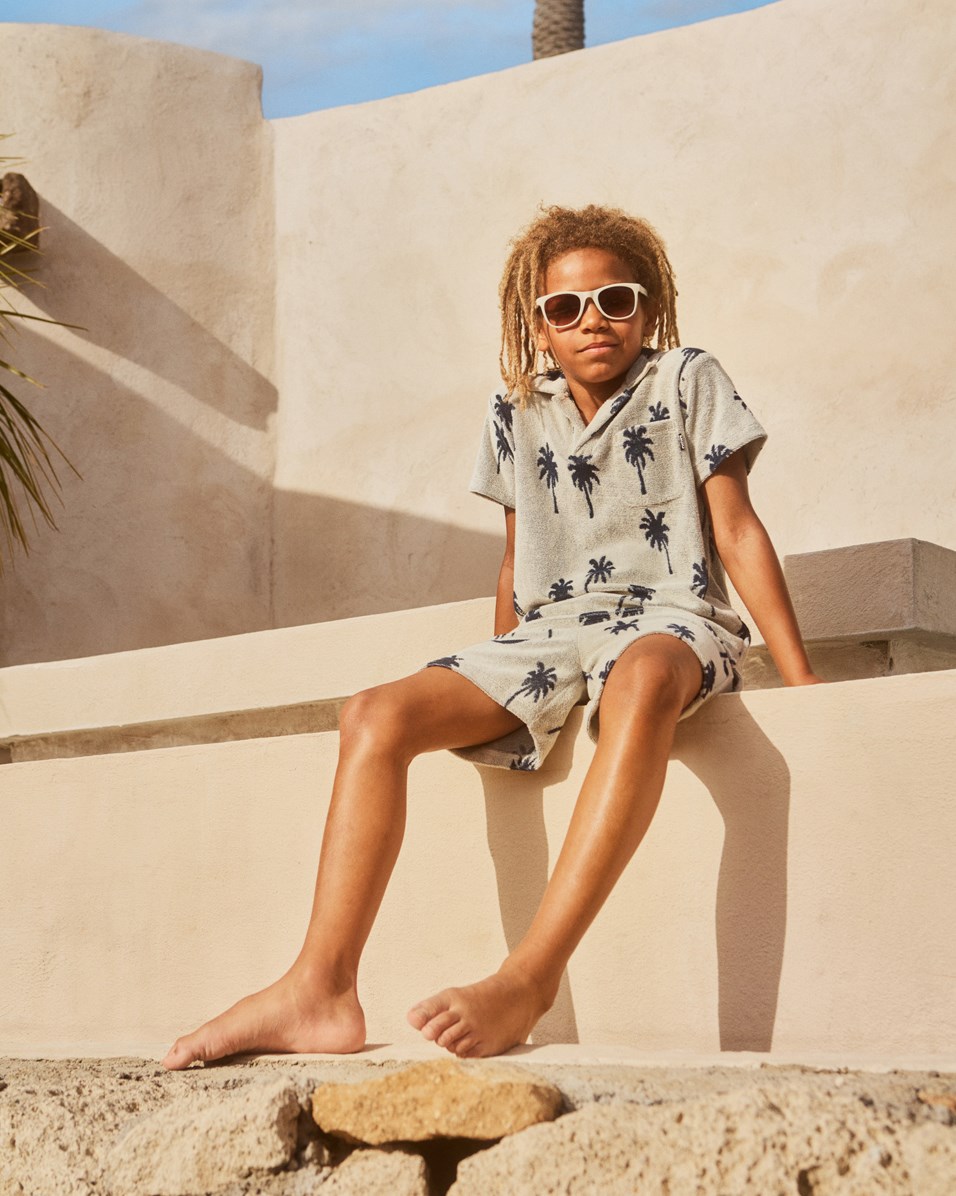 Smile - White Noise - Classic sunglasses for children in white and blue with UV protection.