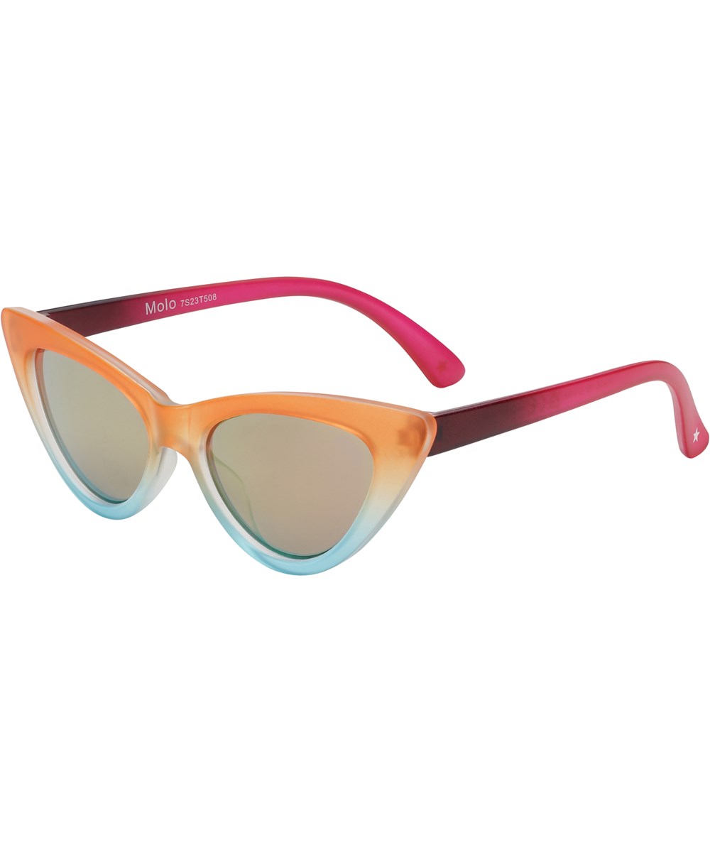 Sola - Scarlet - Orange and light blue  cat-eye sunglasses with pink stems