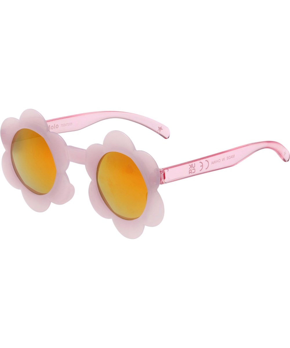 Soleil - Lilac Pink - Pink flowered sunglasses with mirrored lenses