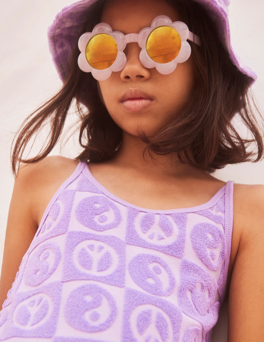 Soleil - Lilac Pink - Pink flowered sunglasses with mirrored lenses