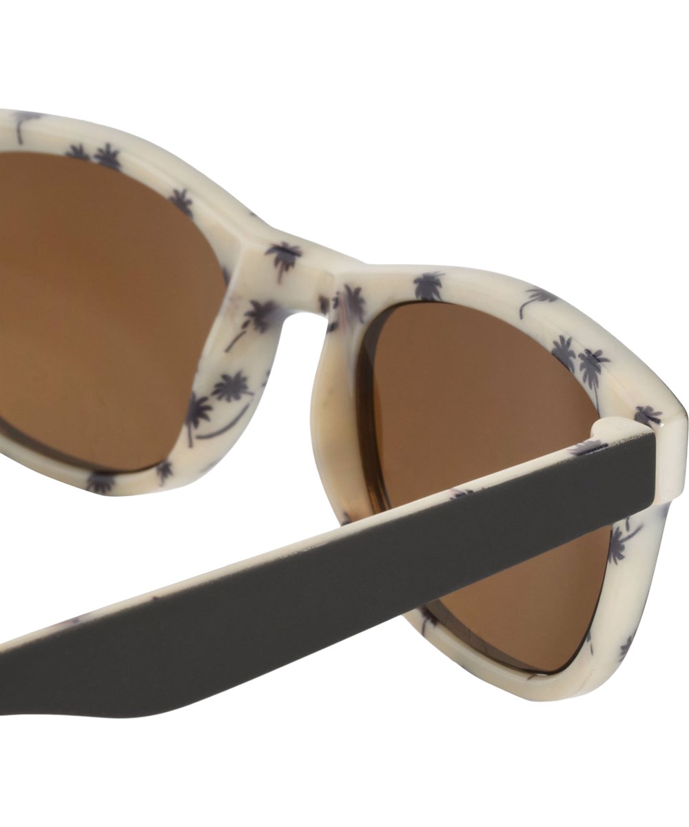 Star - Palm Blue - Classic sunglasses for children in black and beige with palm print and UV protection.