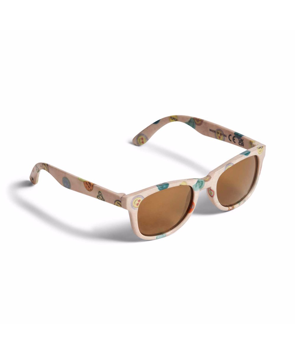Star - Sand Smile - Classic children's sunglasses in beige with smiling faces, tinted lenses, satin finish, and 100% UV protection.