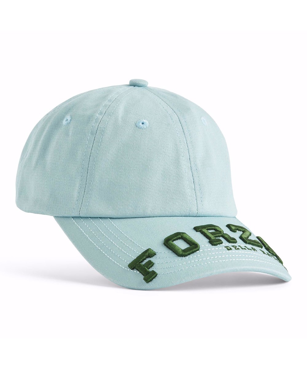Steel - Aqua-Esque - Light blue cap with the text 'Forza Della Natura' embroidered in green for children.