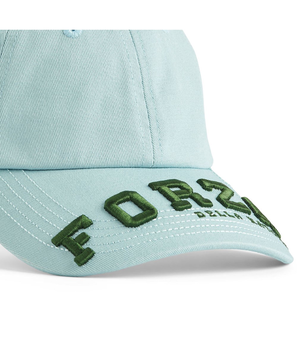 Steel - Aqua-Esque - Light blue cap with the text 'Forza Della Natura' embroidered in green for children.