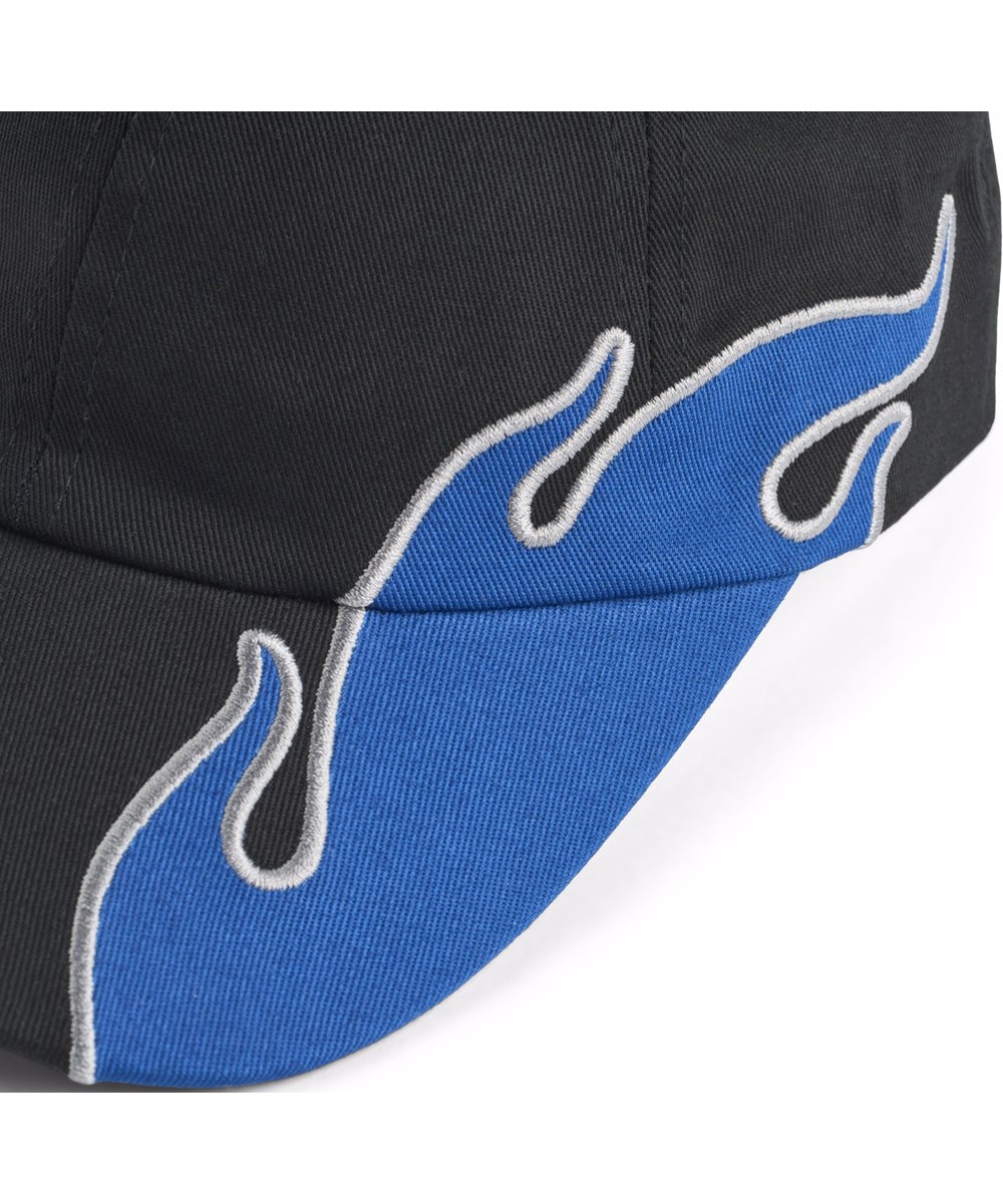 Steel - Blue Flame - Black cap in cotton blend for children.
