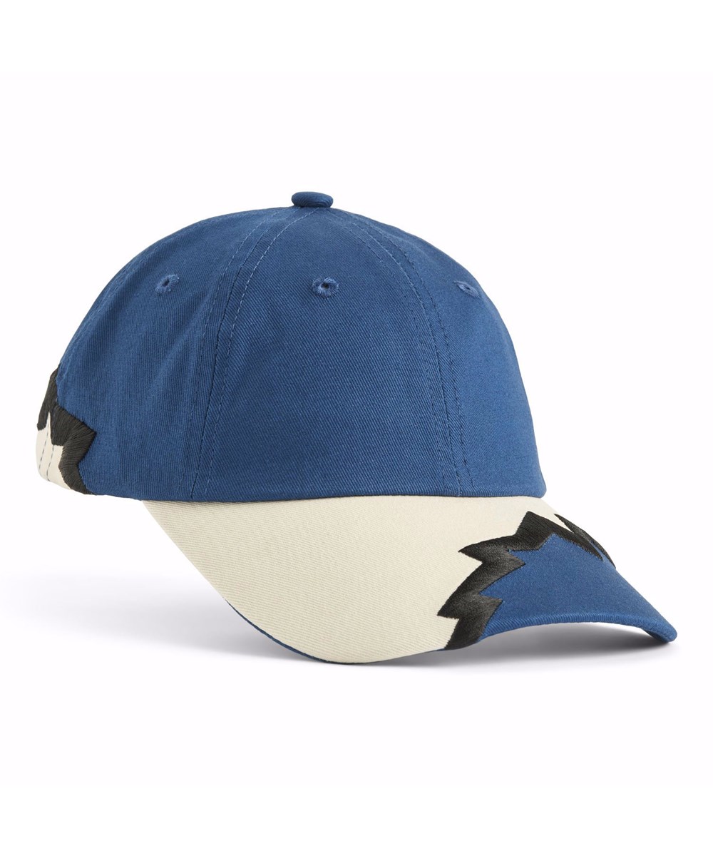 Steel - Blue Noise - Blue, beige, and black embroidered cap for children.