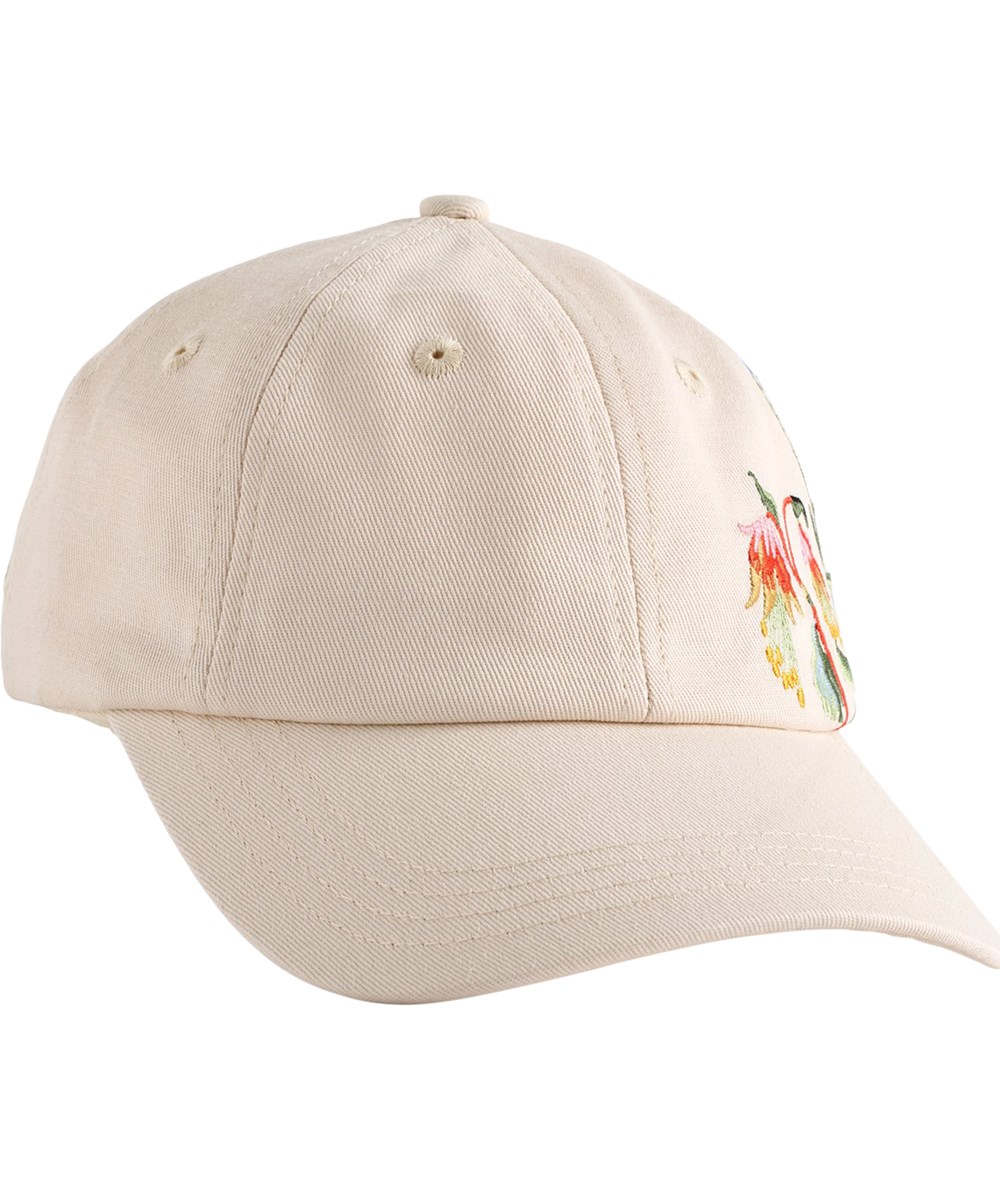 Steel - Pearled Ivory - Cream-coloured cap for children with a floral embroidery 