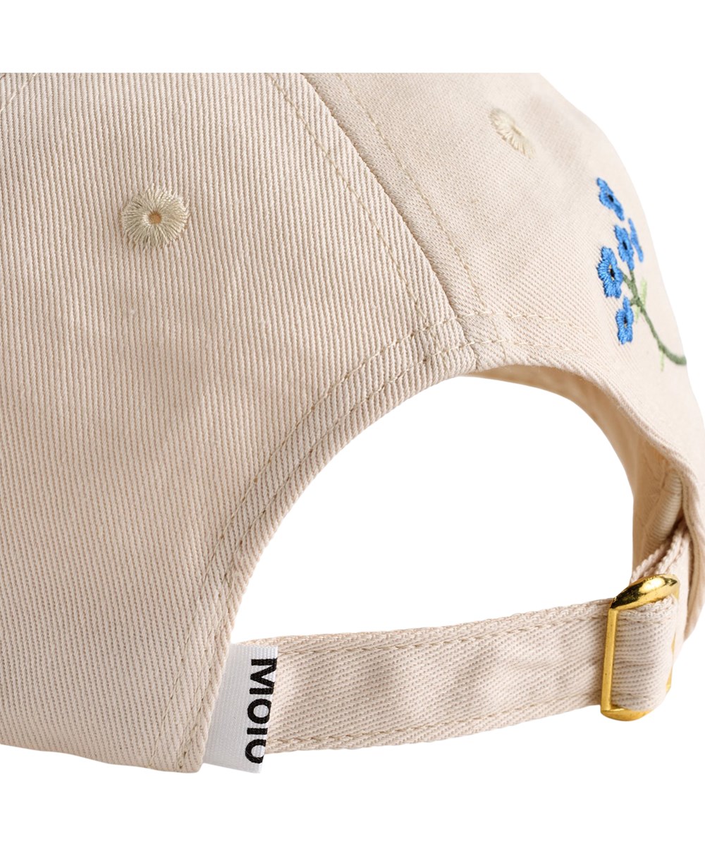 Steel - Pearled Ivory - Cream-coloured cap for children with a floral embroidery 